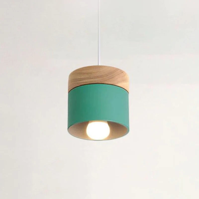 Valentina Modern Can Shape Metal/Wood Pendant Light - Neutralighting