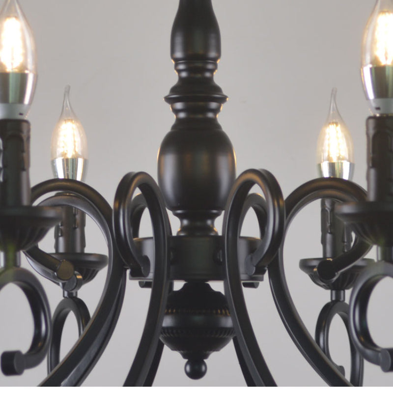Silva Creative Retro Candle Chandelier Black Metal Bedroom - Neutralighting
