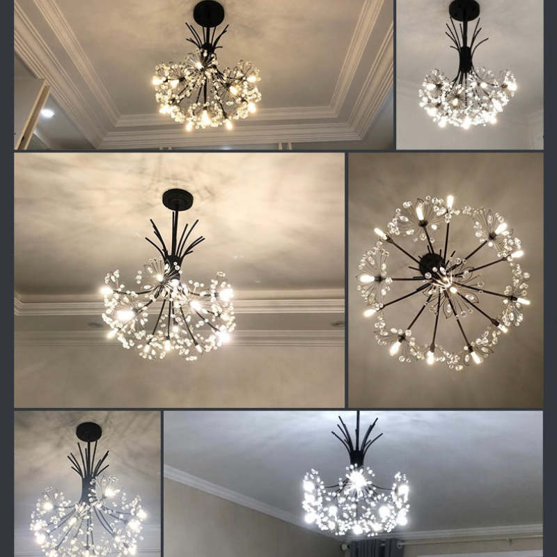 Arisha Modern Art Deco Crystal Sputnik Chandelier, Black/Gold - Neutralighting