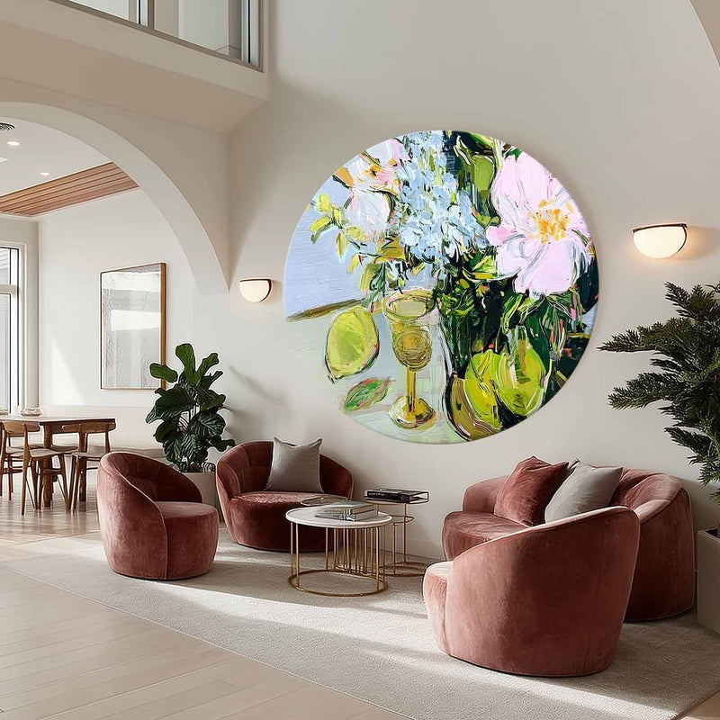 Floral Still Life Round Painting