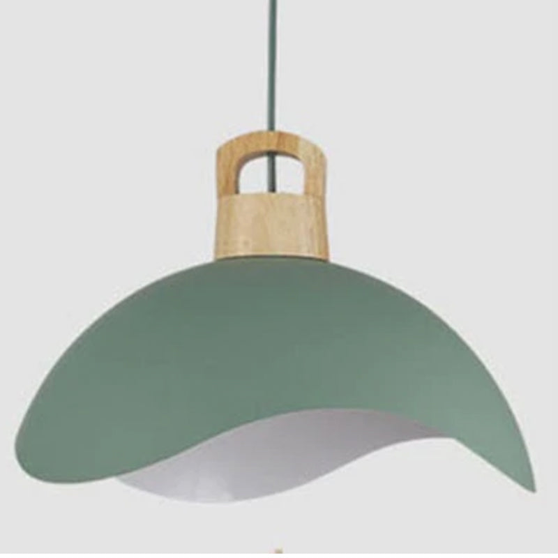 Valentina Colorful Shade Single Pendant Lights, Wood & Metal - Neutralighting