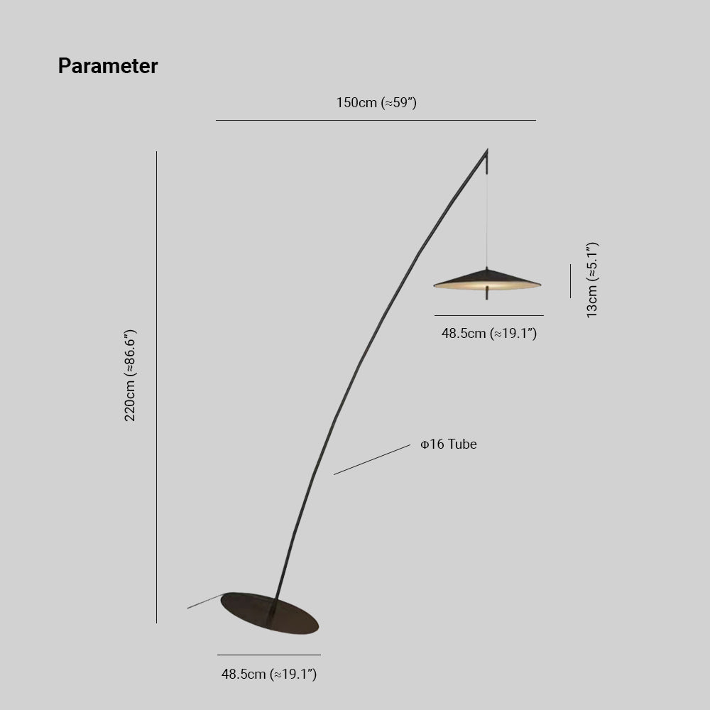 Salgado Frisbee Fishing Rod Floor Lamp, Living Room - Neutralighting