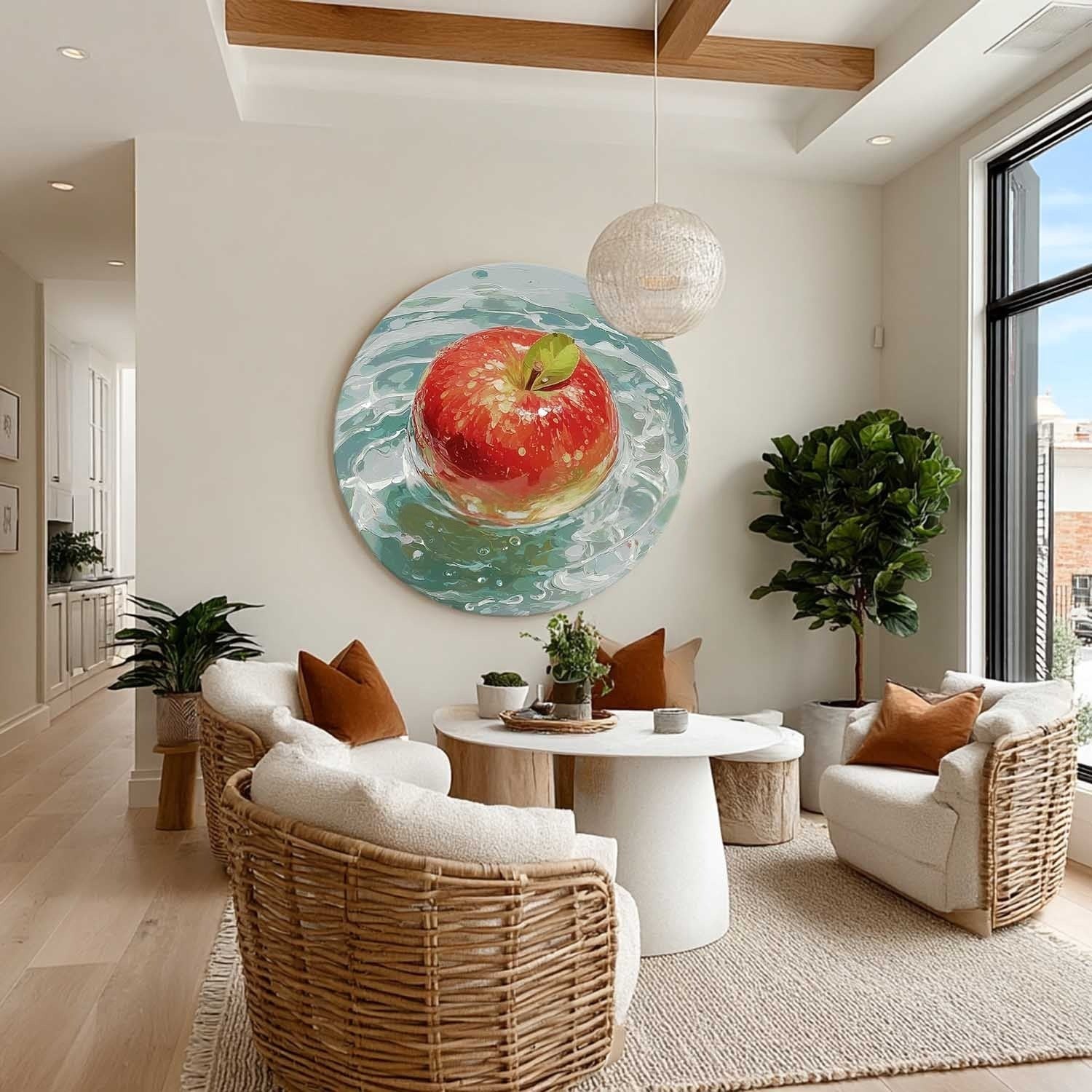 Glossy Red Apple Aqua Water Canvas Art