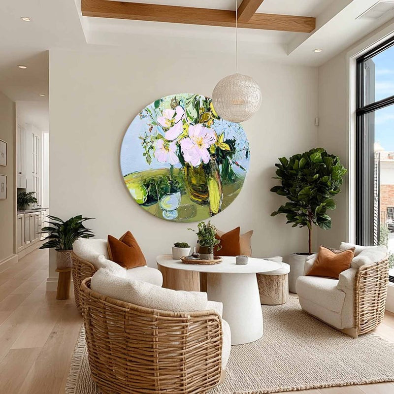 Floral Still Life Round Painting