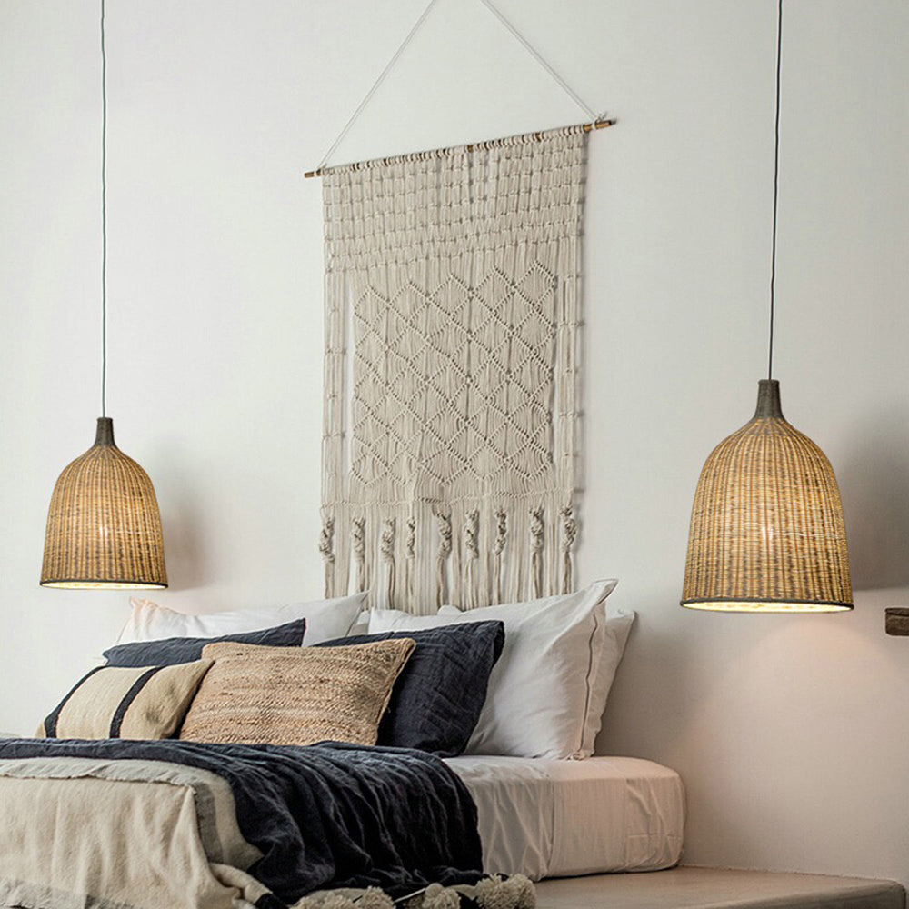 Muto Modern Rattan Pendant Light Over Dining Table/Bedroom - Neutralighting