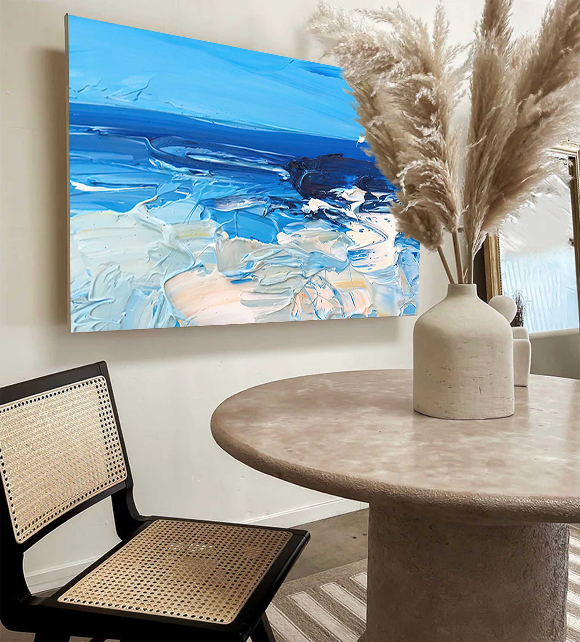 Serene Blue Ocean Abstract Wall Art