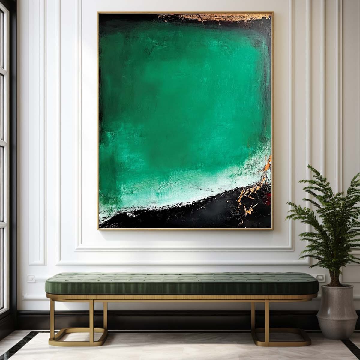 Emerald Green Textured Canvas Art