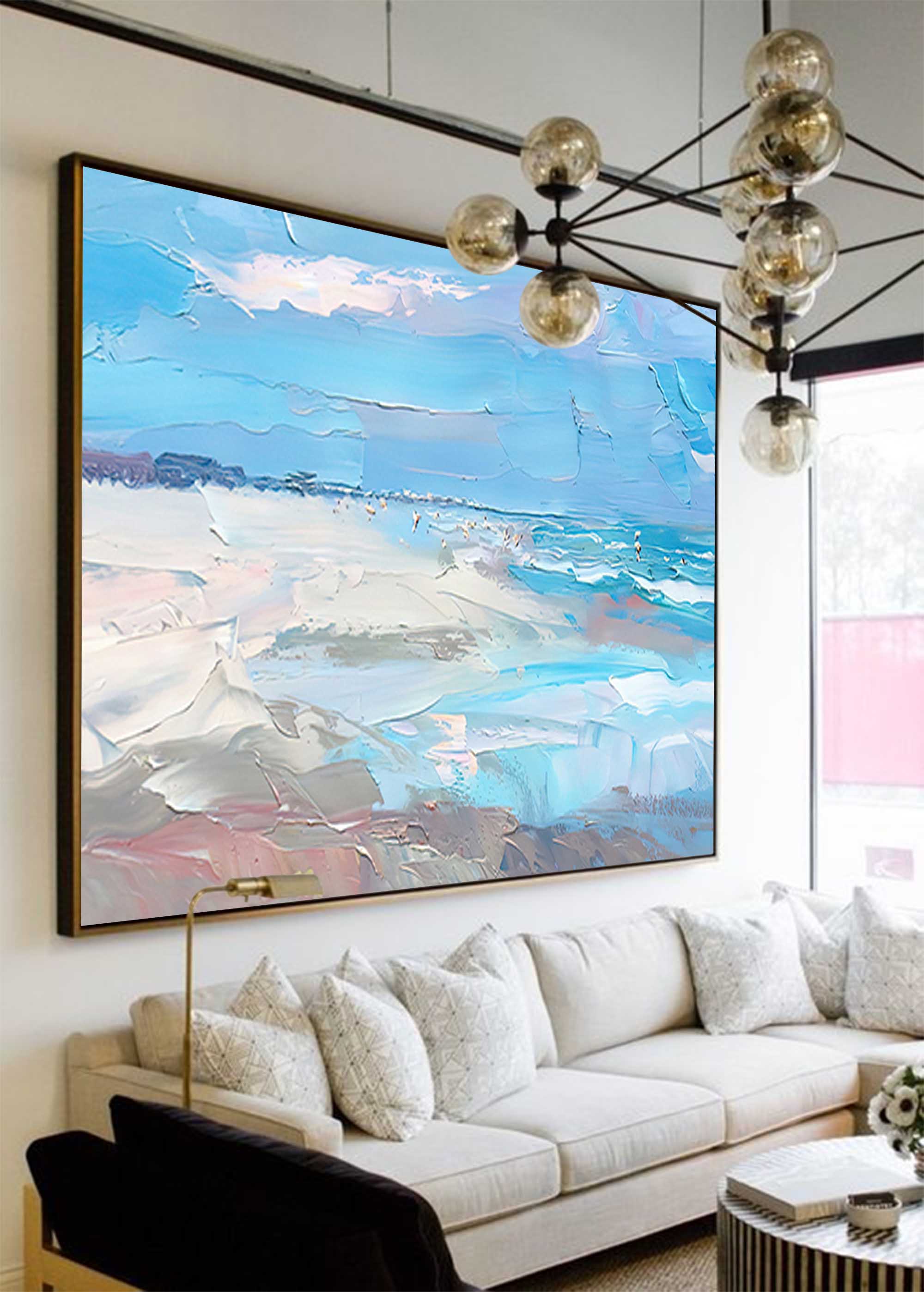 Serene Blue Coastal Abstract Canvas Wall Art