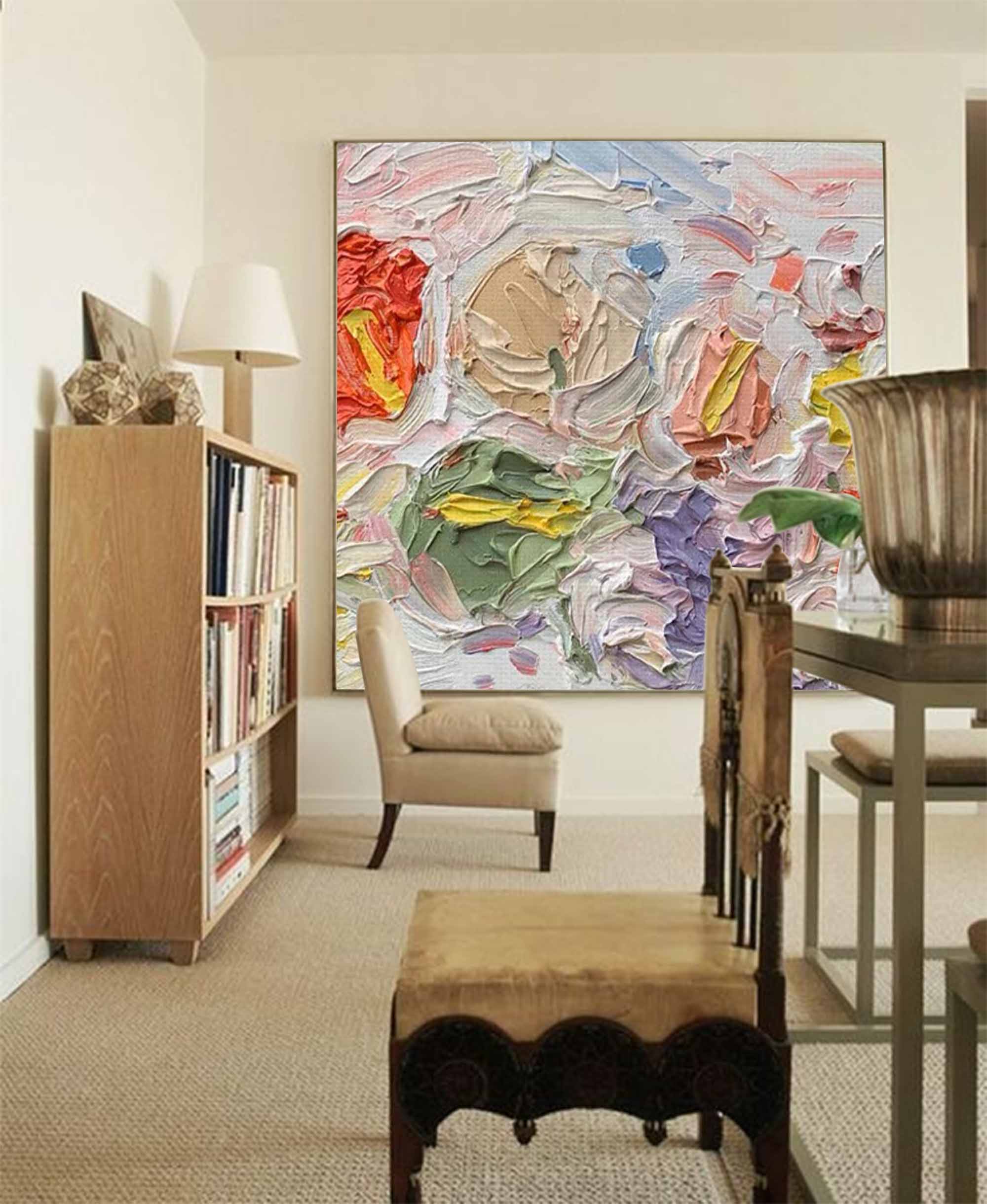Colorful Floral Impasto Abstract Canvas Wall