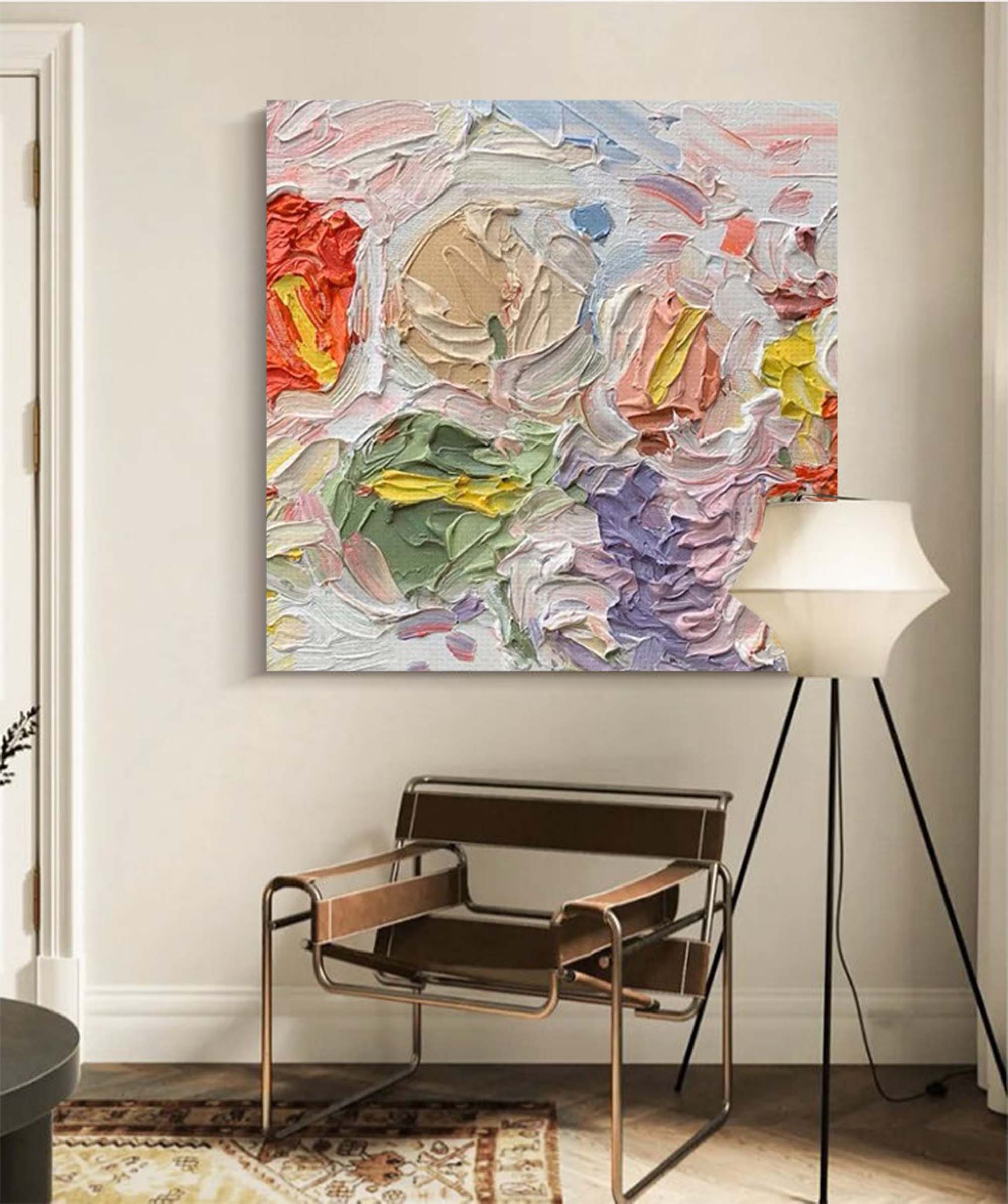 Colorful Floral Impasto Abstract Canvas Wall