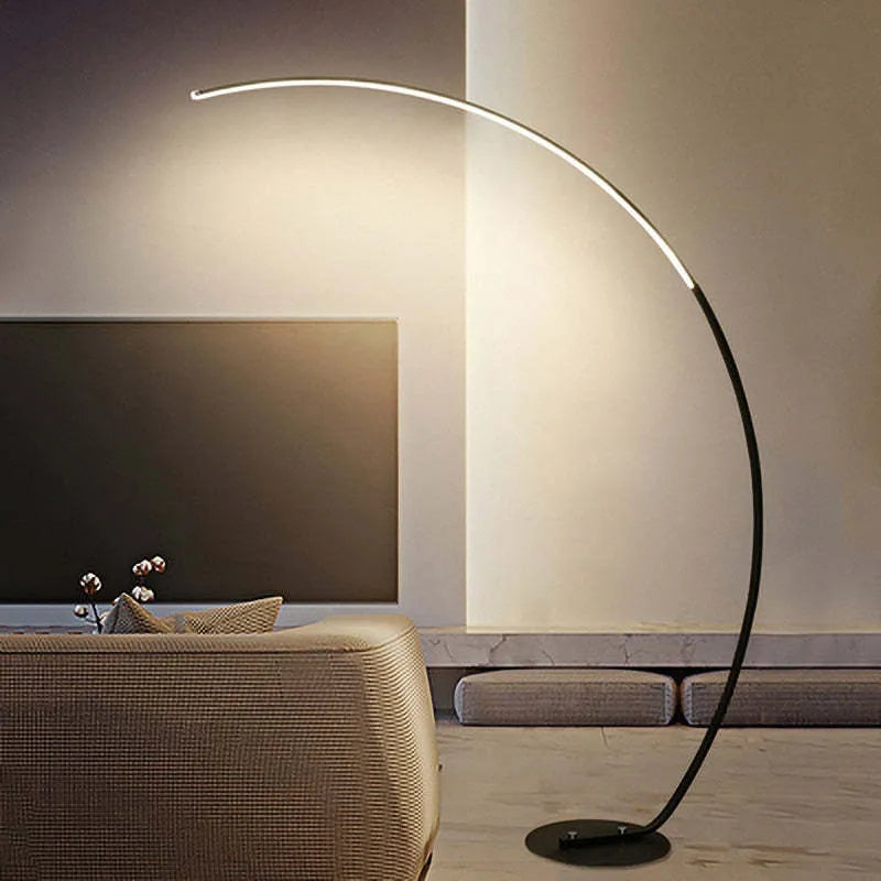 Mira Modern Arc LED Floor Lamp, Black/White, Metal/Silicon - Neutralighting