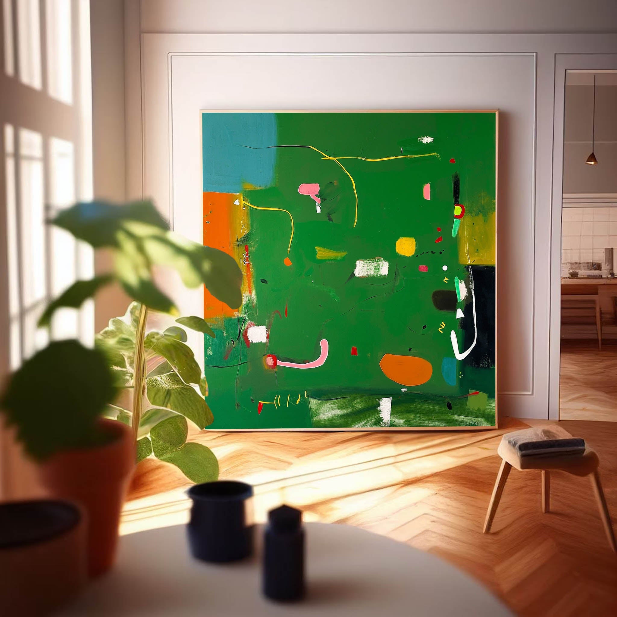Wall Art Vibrant Green Abstract Lively