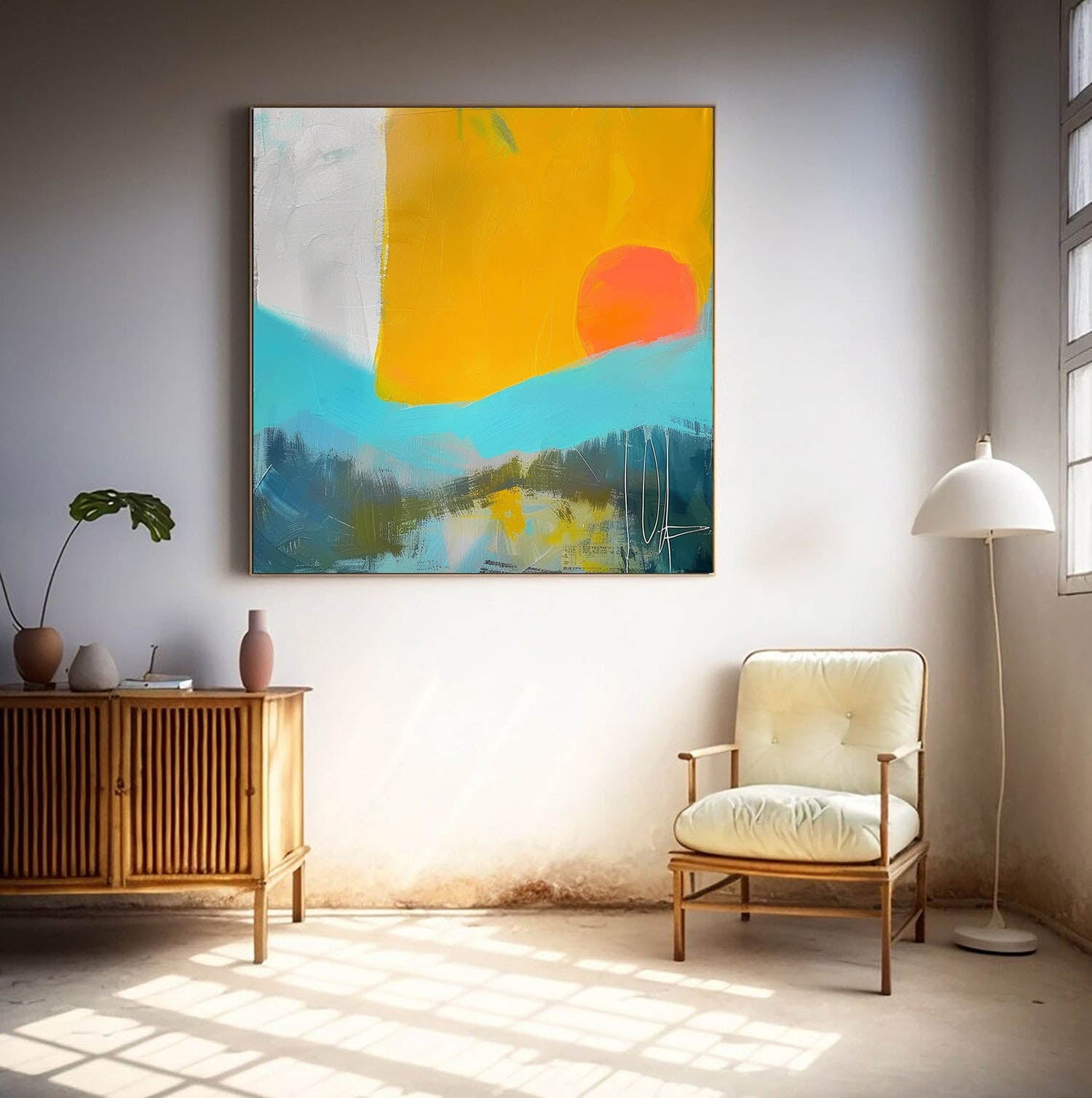 Wall Art Abstract Geometric Block Serene
