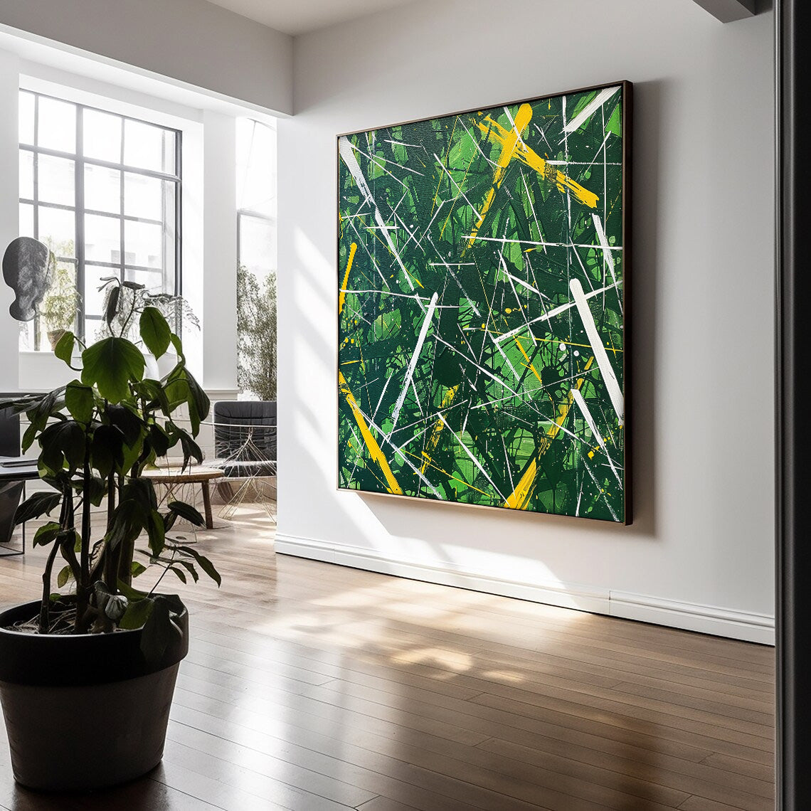 Wall Art Abstract Dynamic Brushstroke Contemporary
