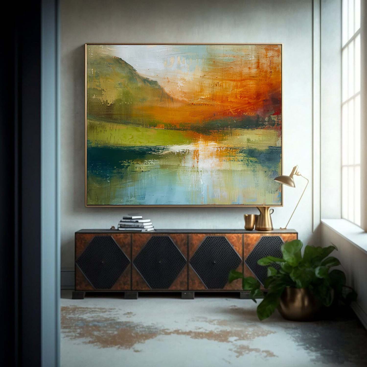 Wall Art Abstract Impressionist Soft Tone Mountain