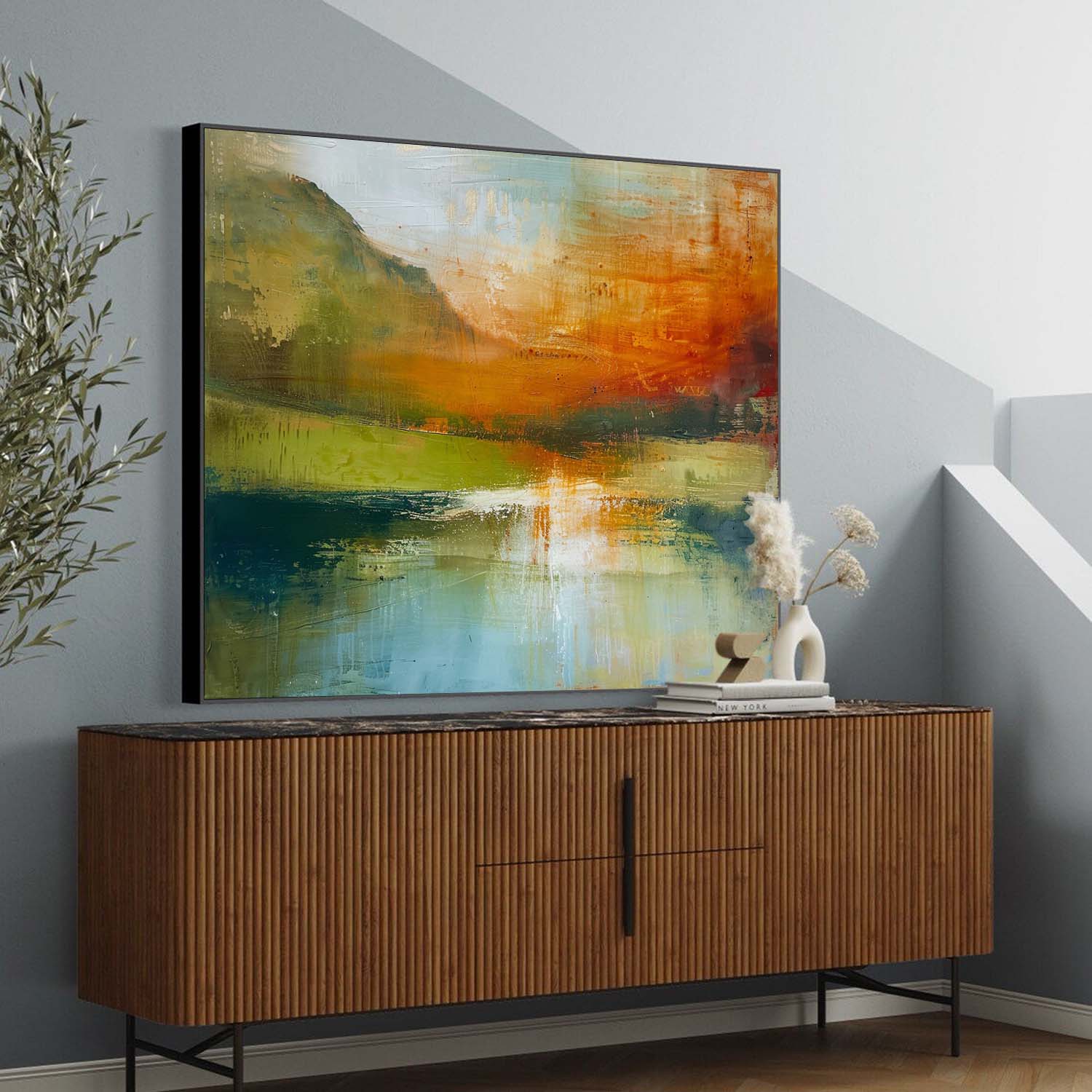 Wall Art Abstract Impressionist Soft Tone Mountain