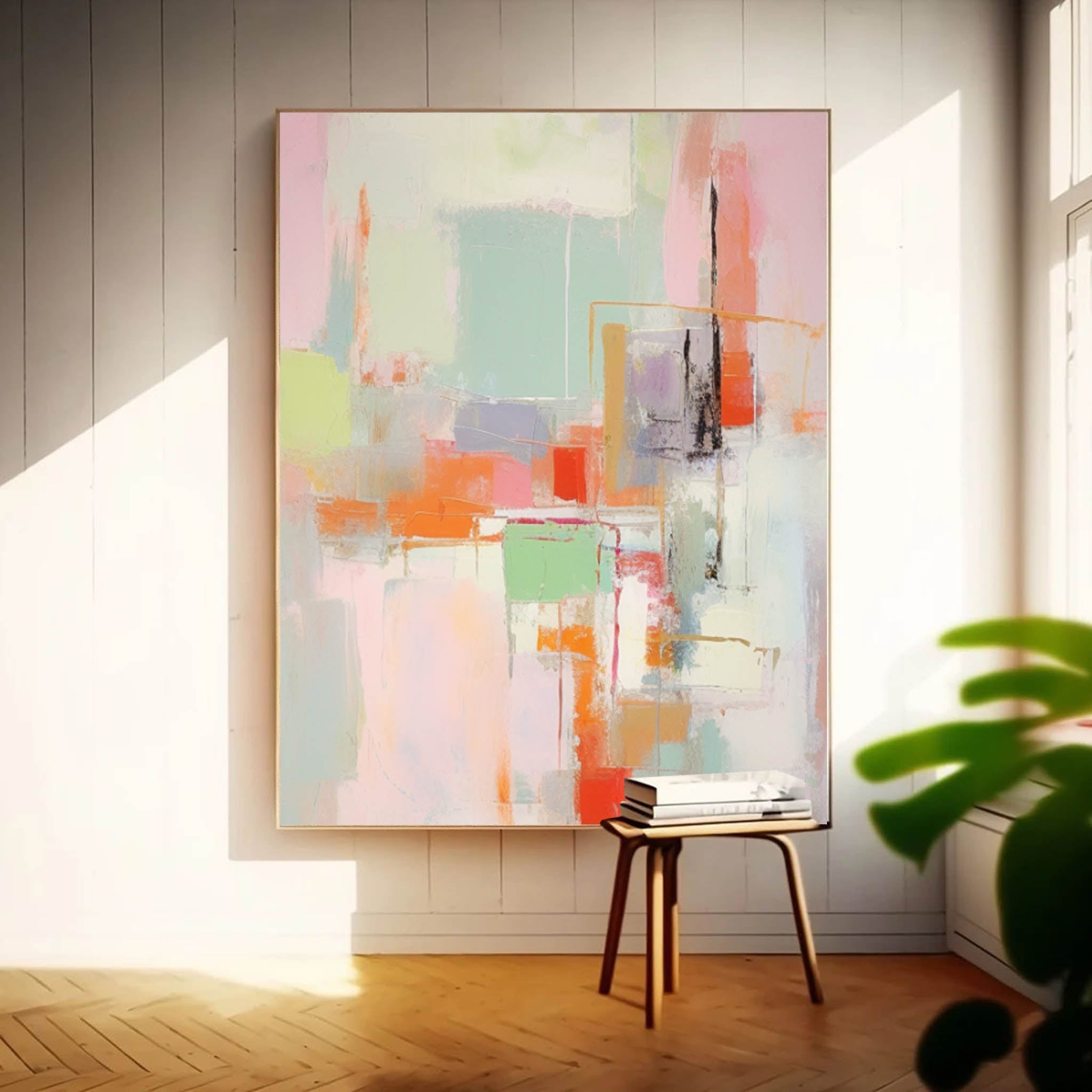 Wall Art Abstract Pastel Geometric Layer