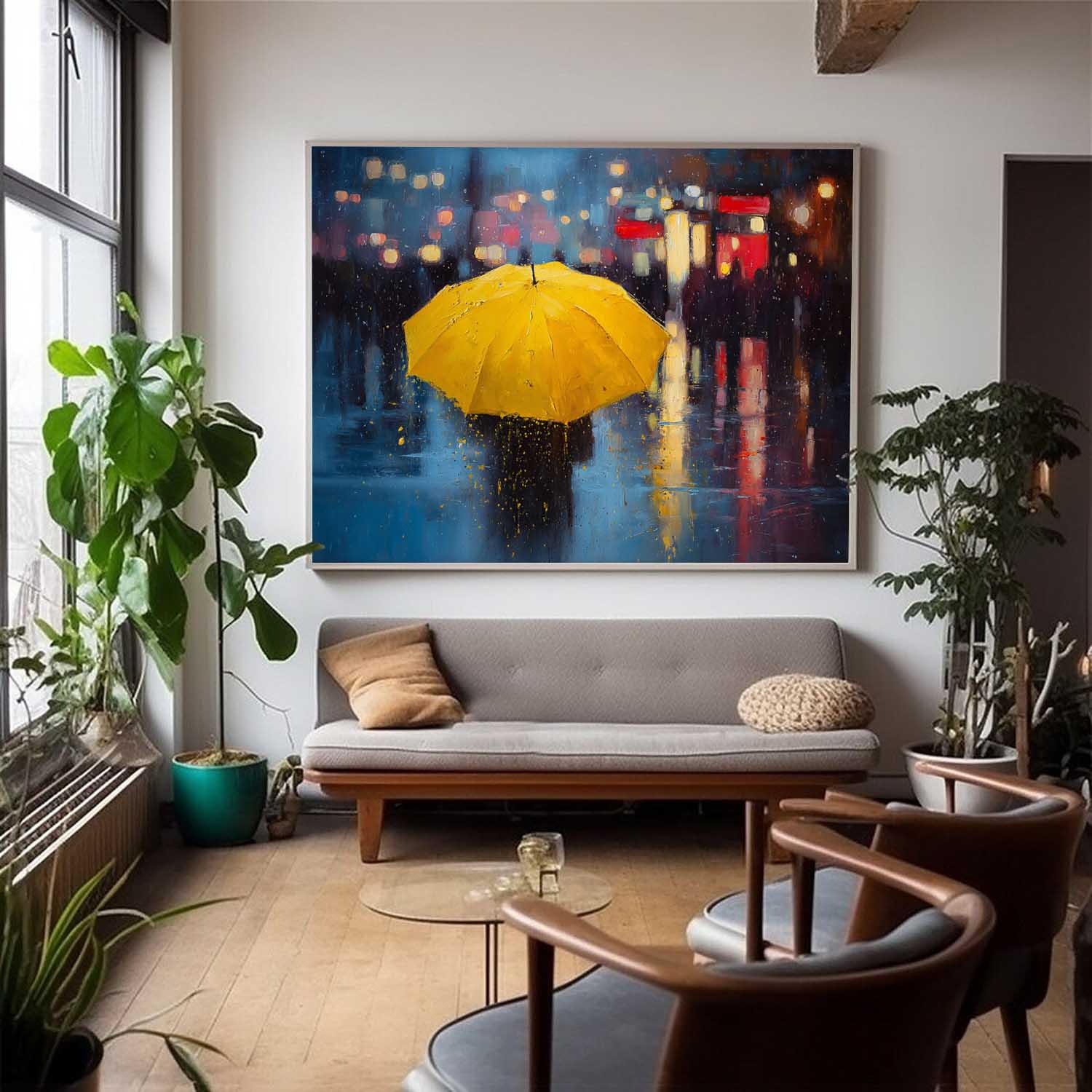 Wall Art People Neo-Impressionist Rainy Cityscape