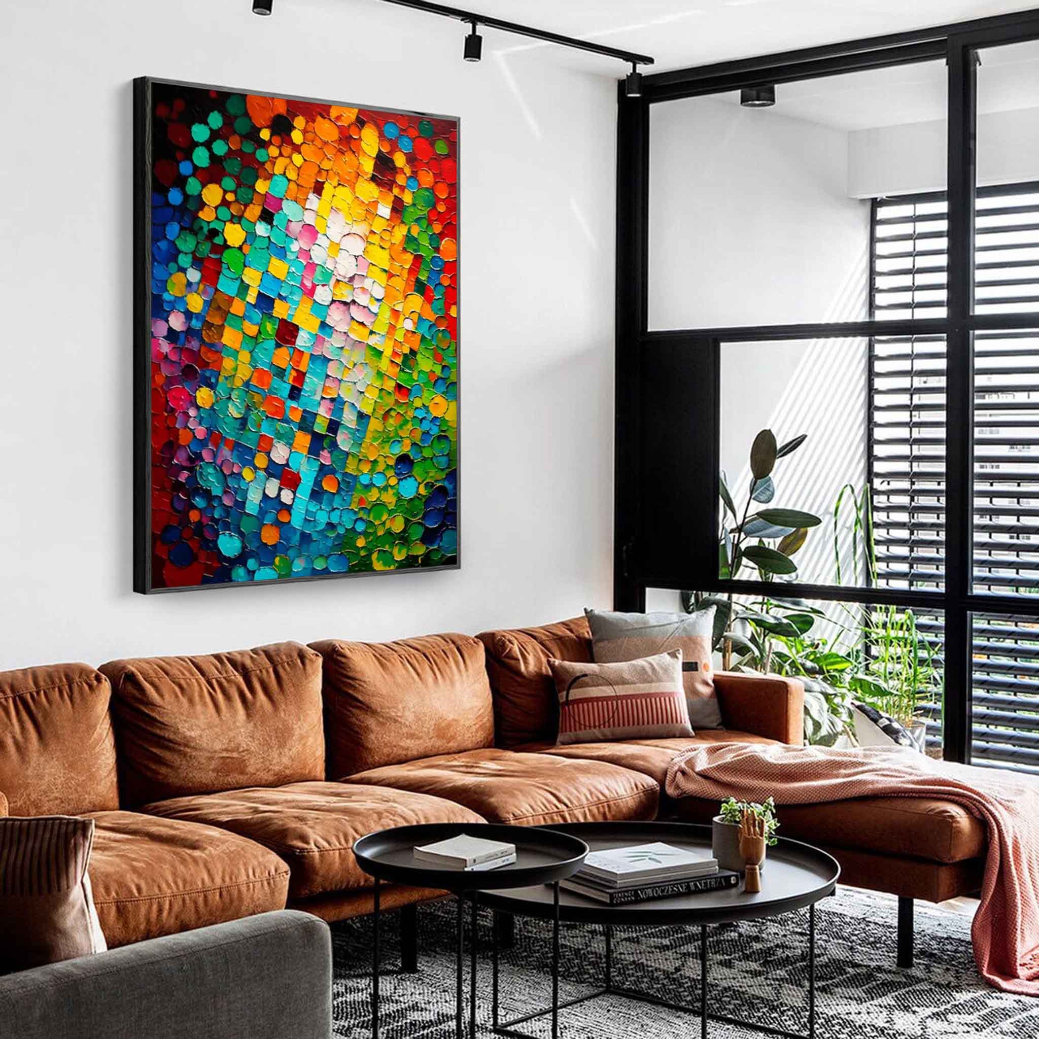 Wall Art Impasto Vibrant Multicolor Dot Mosaic