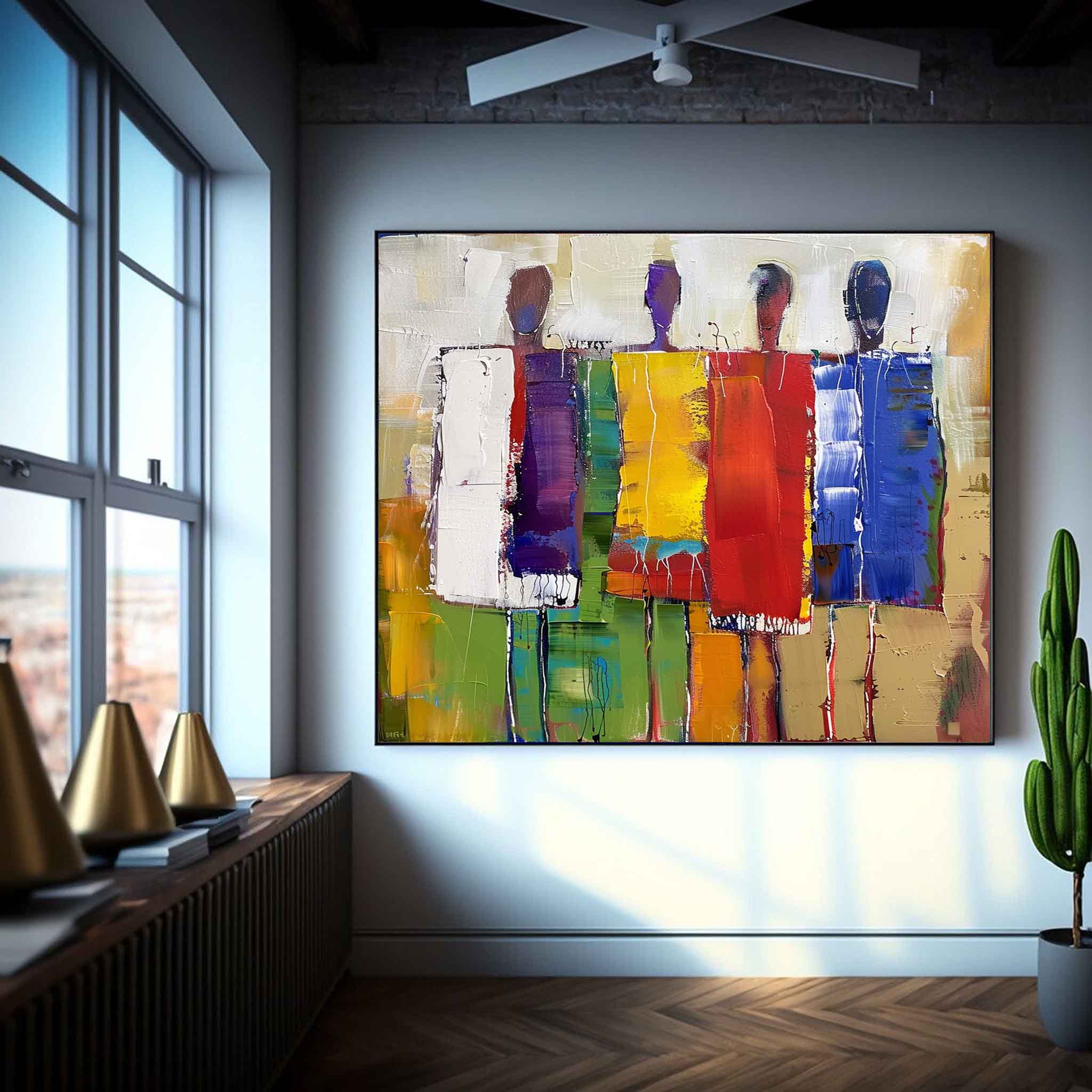 Wall Art Colorful Abstract Four Figures