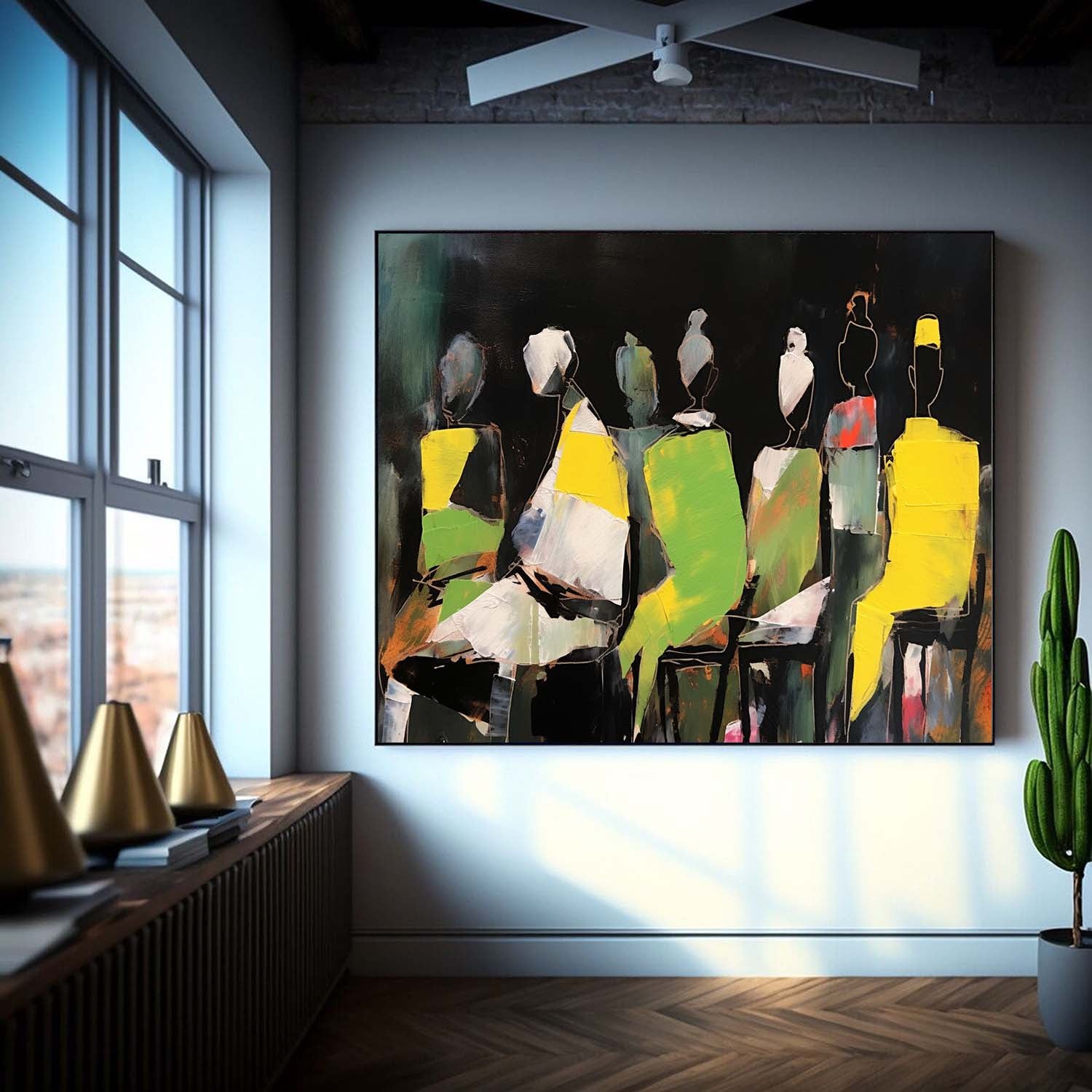 Wall Art Cubist Seated Figures Group