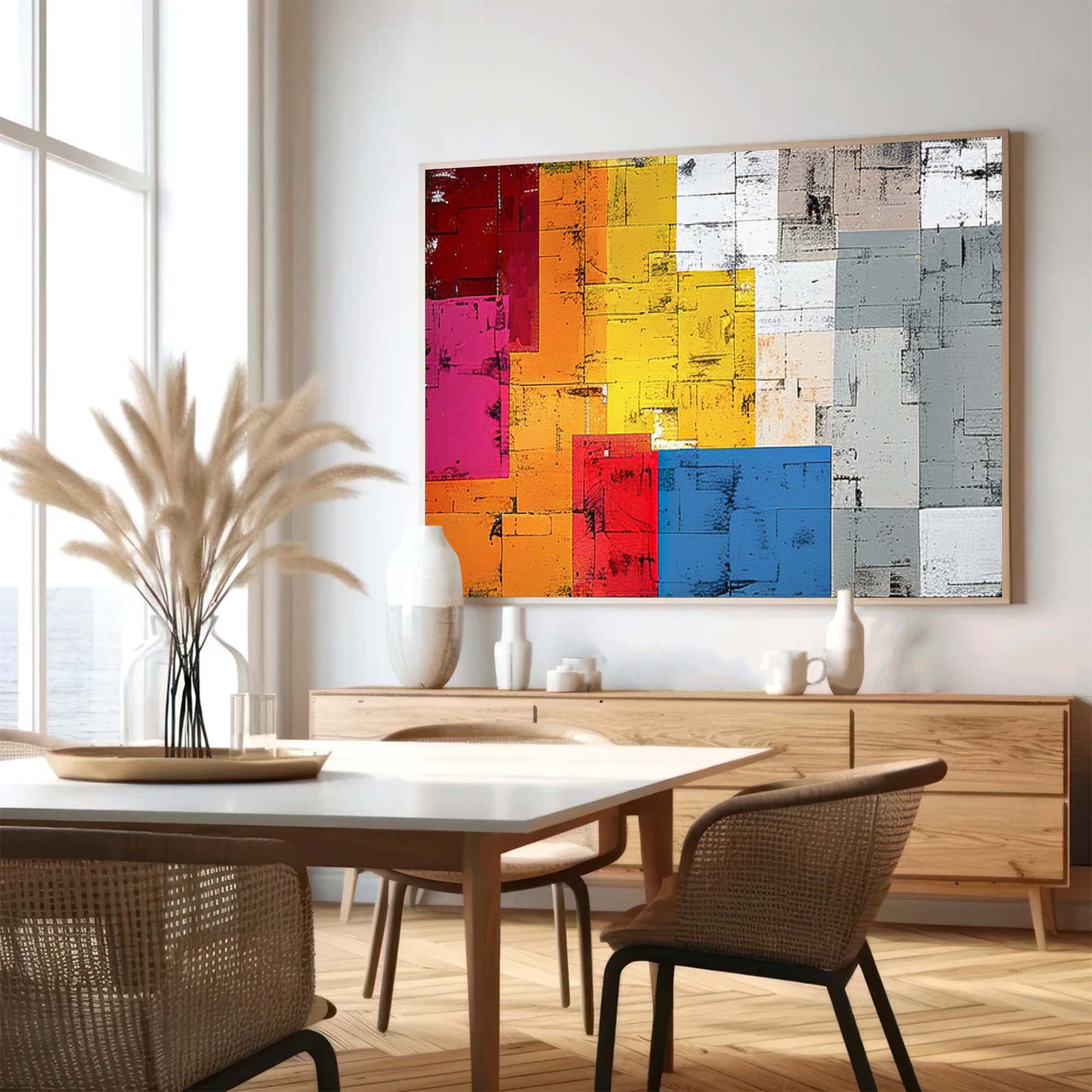 Wall Art Abstract Energetic Lively Bauhaus Geometric