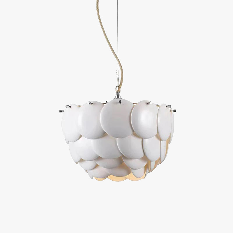 Arisha Wihte Art Deco Chandelier Light Fixture, Ceramic Leaf & Metal - Neutralighting