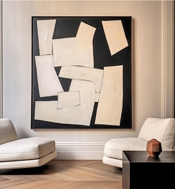 Wall Art Ivory Shards on Black
