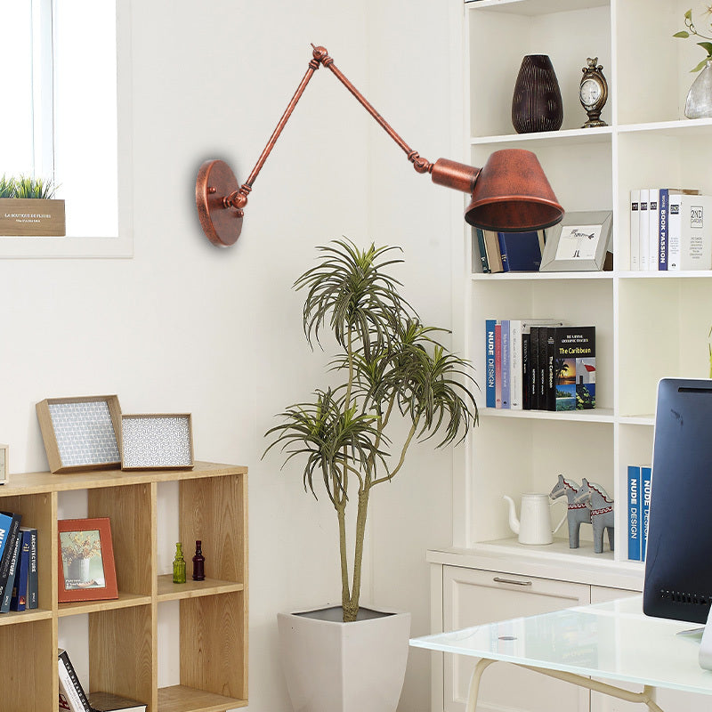 Epoch Rotatable Wall Lamp with Swing Arm, Black/Rust - Neutralighting