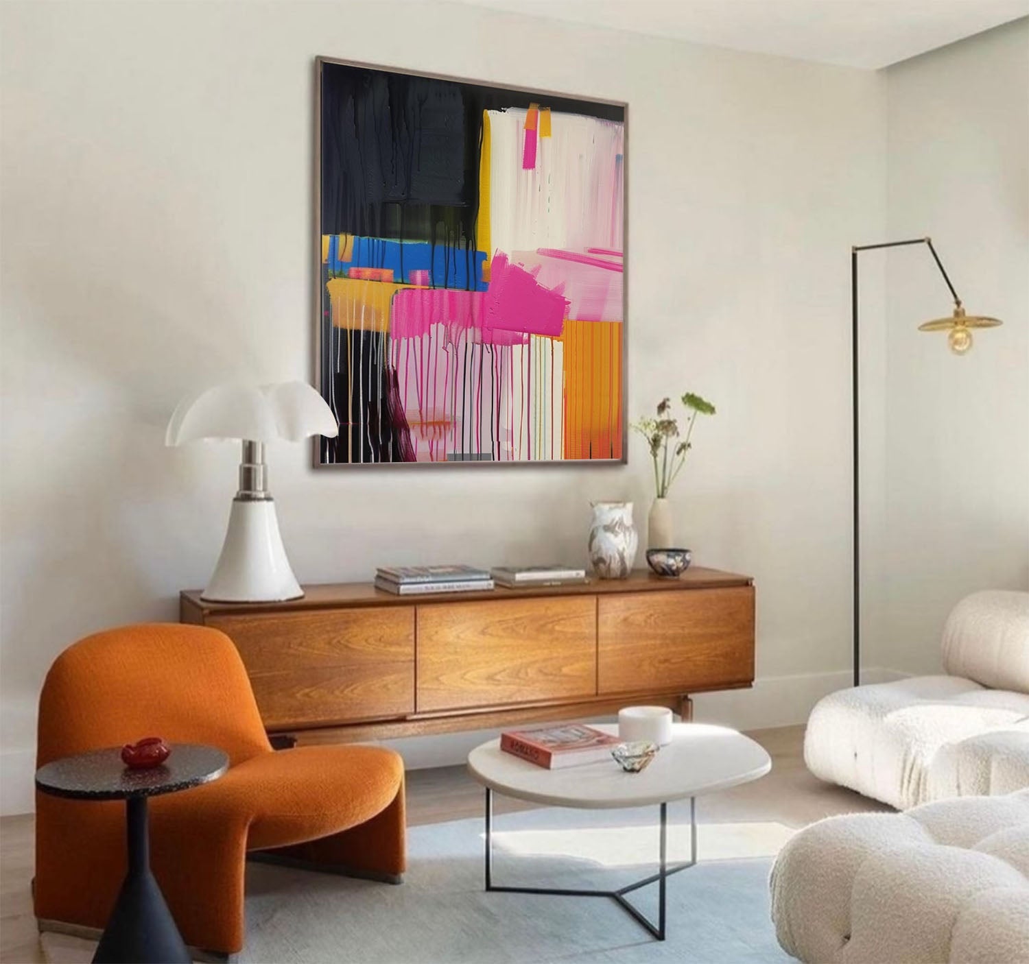 Pink Orange Abstract Painting