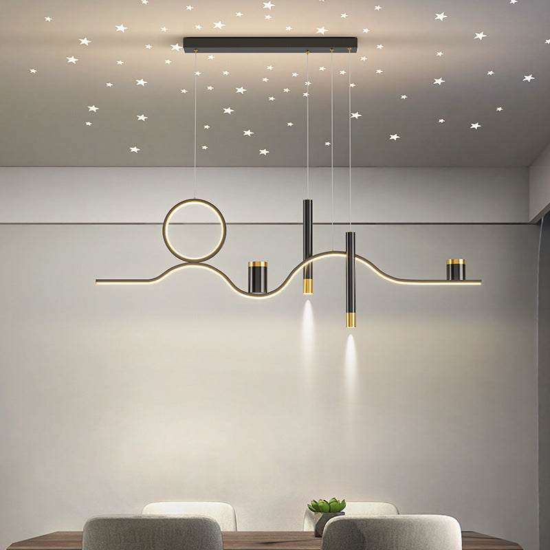 Arisha Modern Metal Linear Starry Night Pendant Light, Black - Neutralighting
