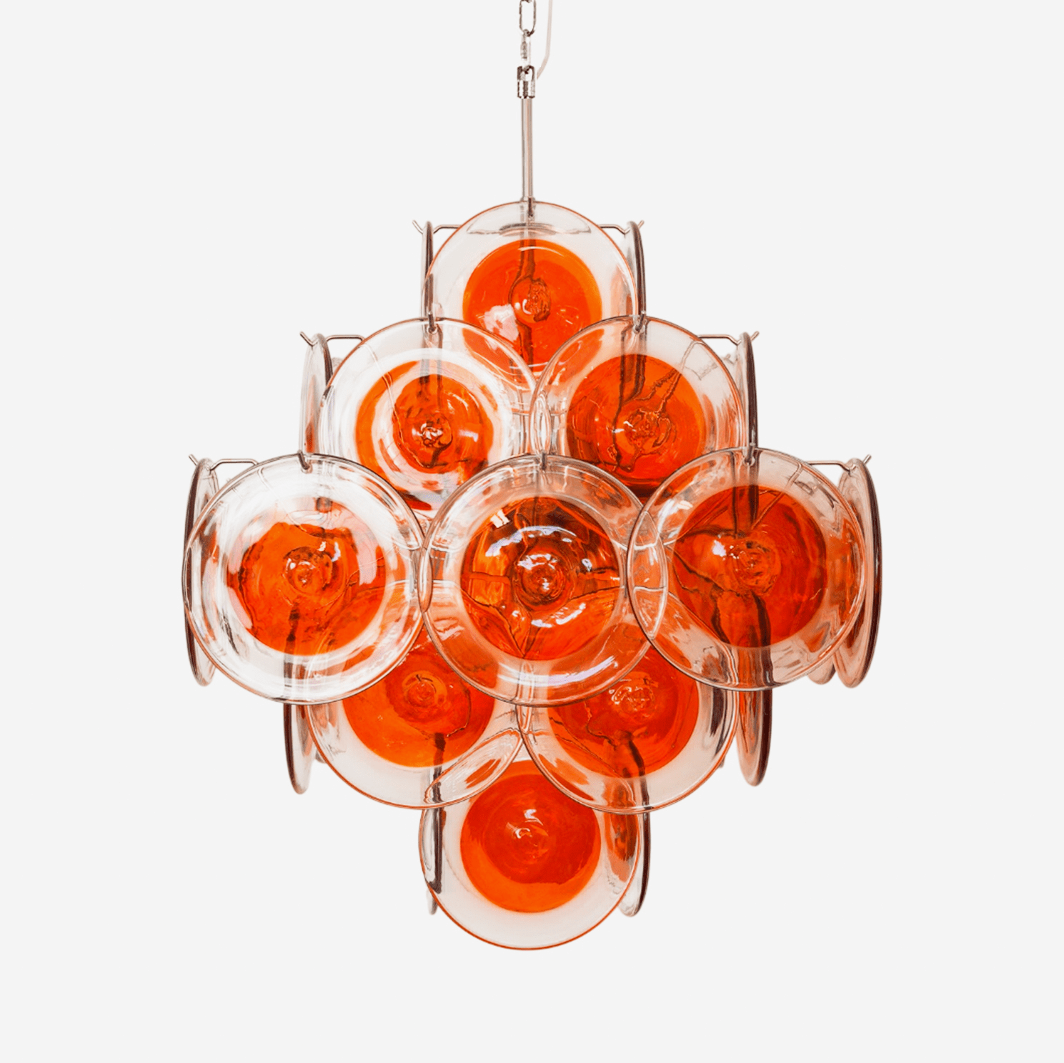 Aurora Chandelier Orange Murano Glass Disc Layered