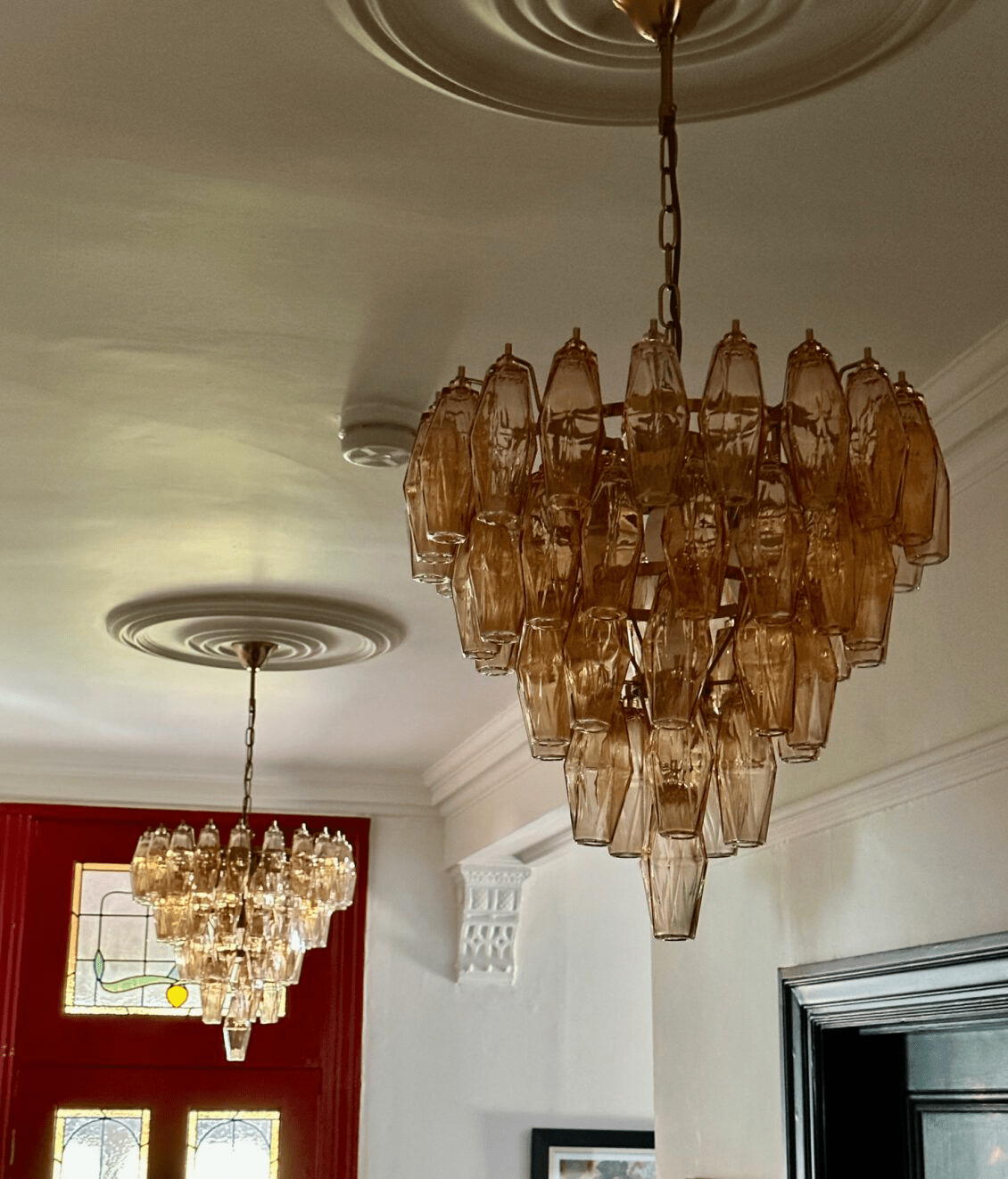 Aurora Chandelier Pink Faceted Glass Layered Vintage - Neutralighting