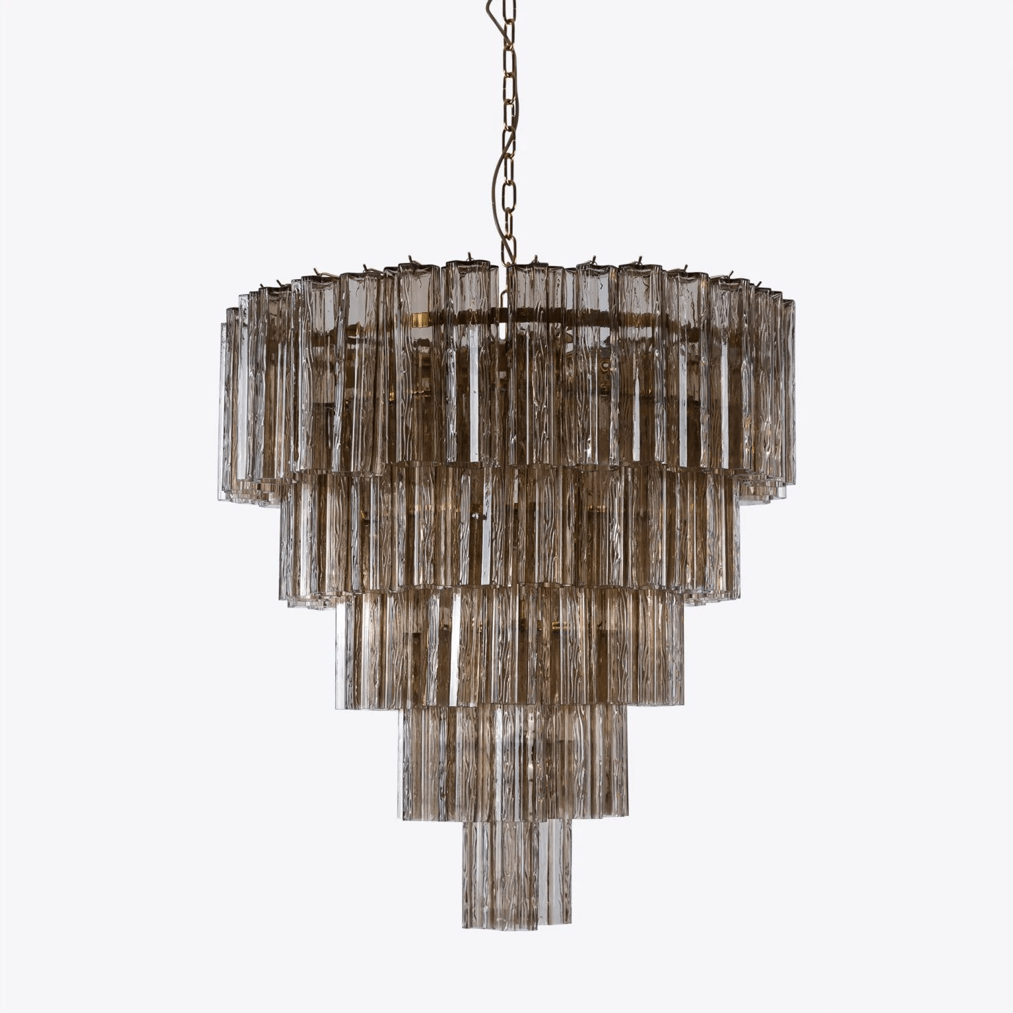 Aurora Chandelier Five Tier Fluted Glass Grande Mid Century - Neutralighting