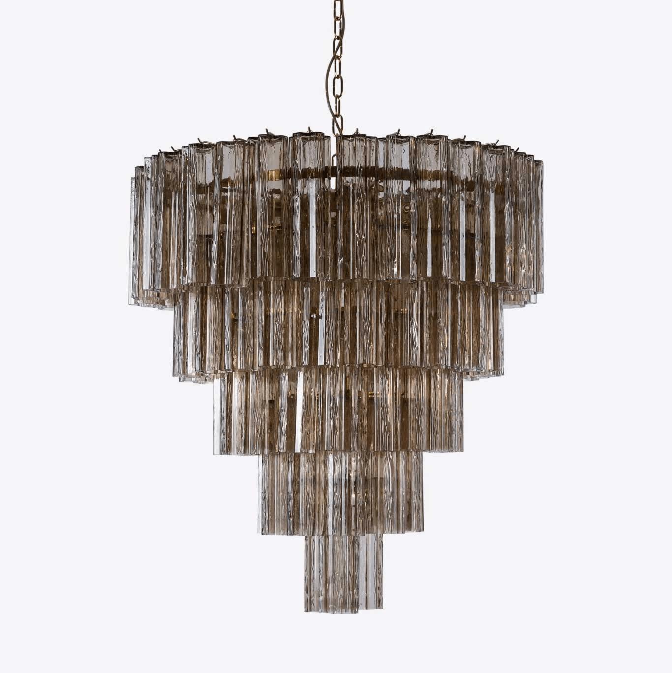 Aurora Chandelier Five Tier Fluted Glass Grande Mid Century - Neutralighting