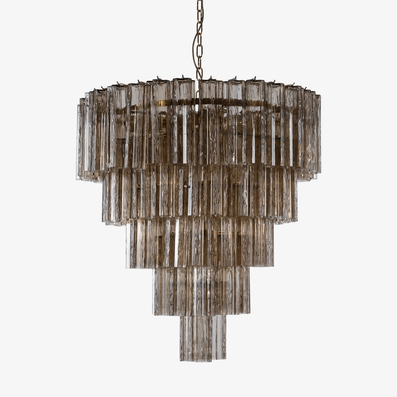 Aurora Chandelier Five Tier Fluted Glass Grande Mid Century - Neutralighting