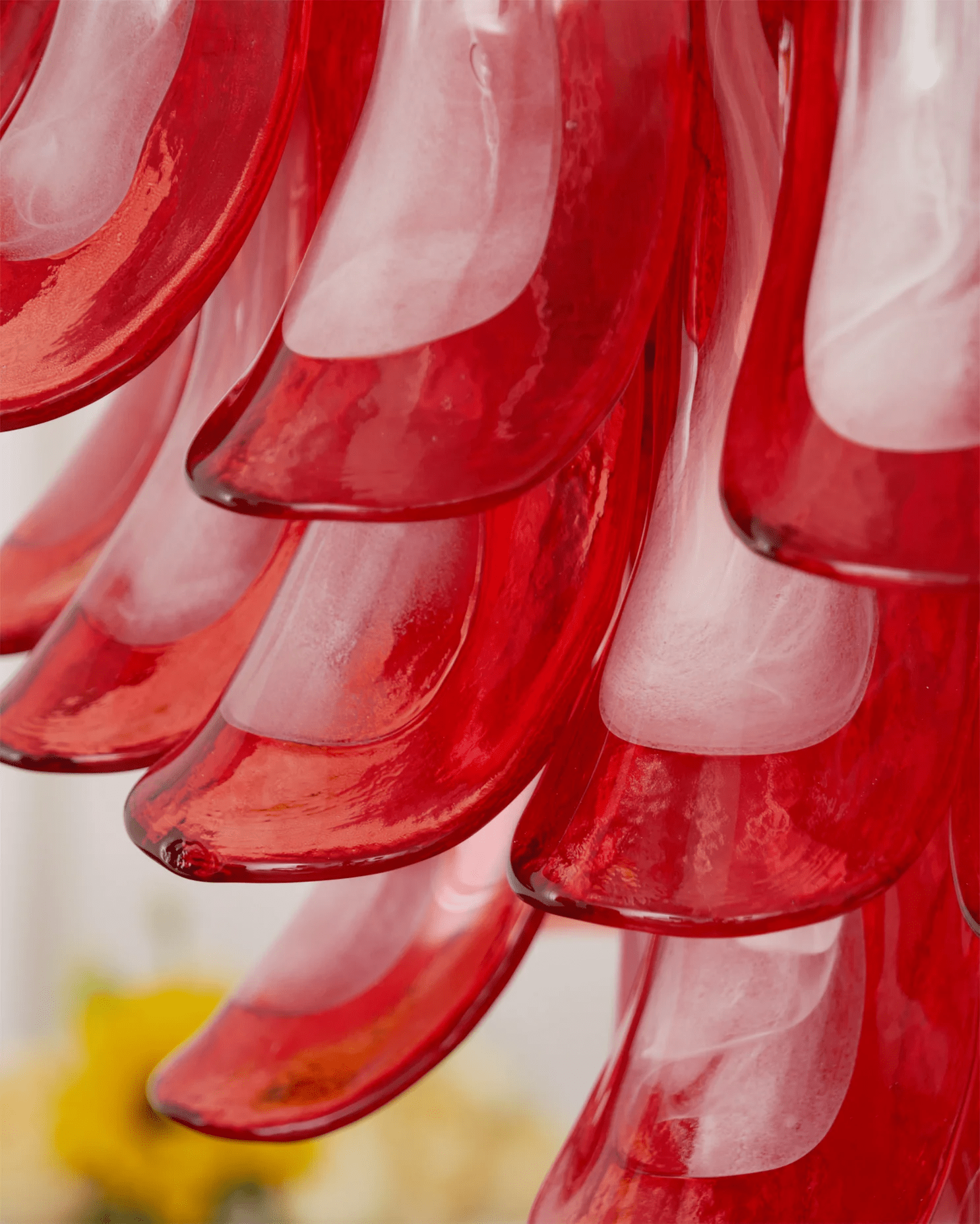 Aurora Chandelier Crimson Murano Glass Petals Layered Vintage