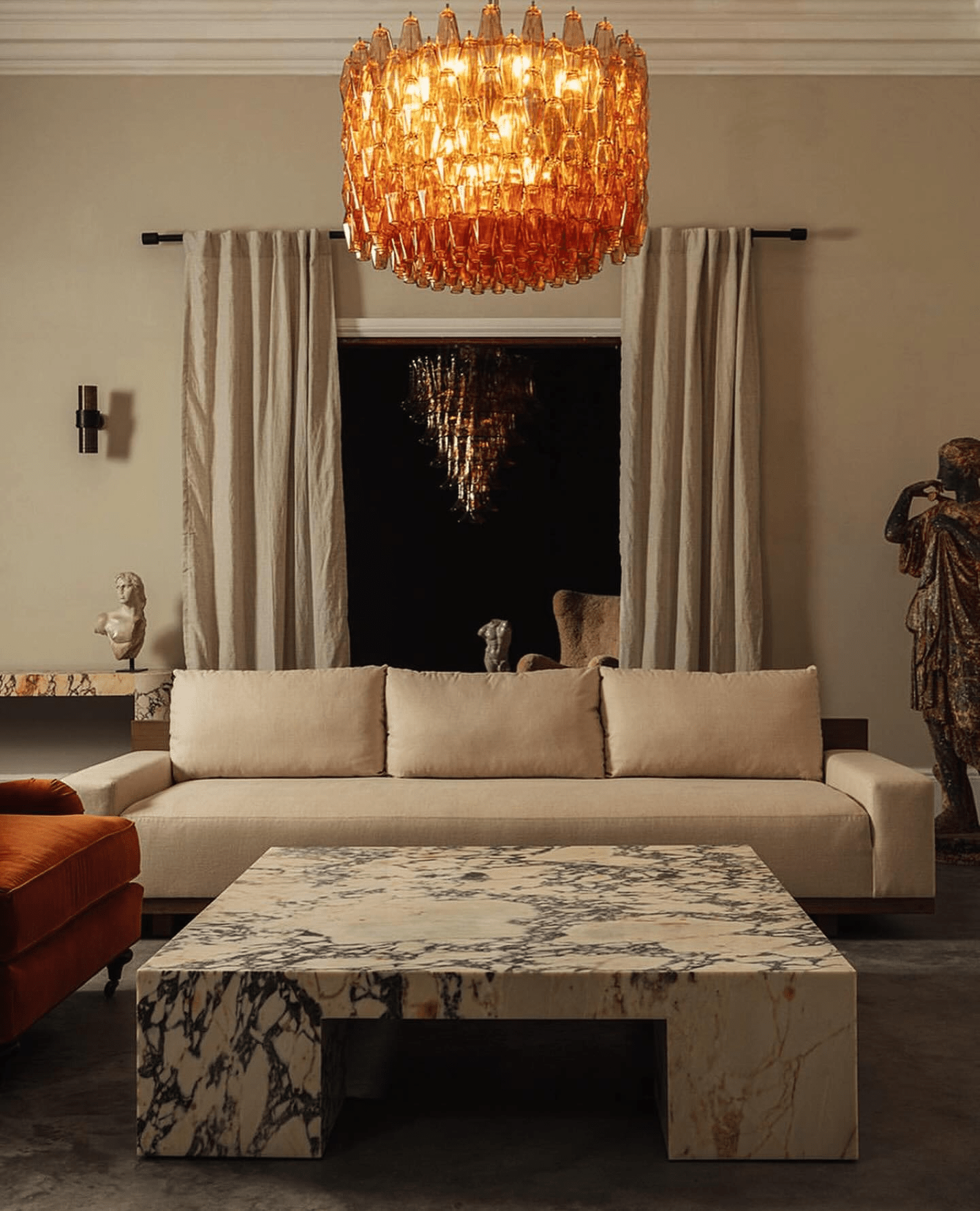Aurora Chandelier Drum Amber Glass Elegant - Neutralighting
