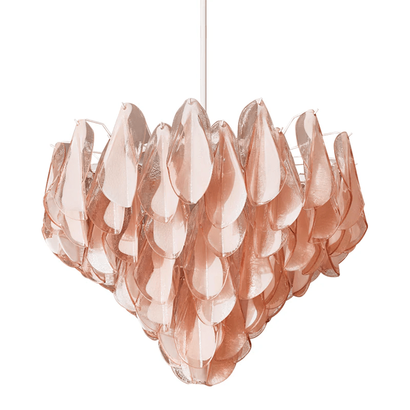 Aurora Chandelier Amber Murano Glass Oval Drops Layered