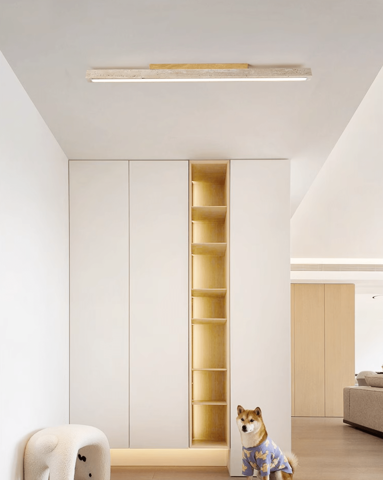 Orvenarae Minimalist Travertine Linear Ceiling Light - Neutralighting
