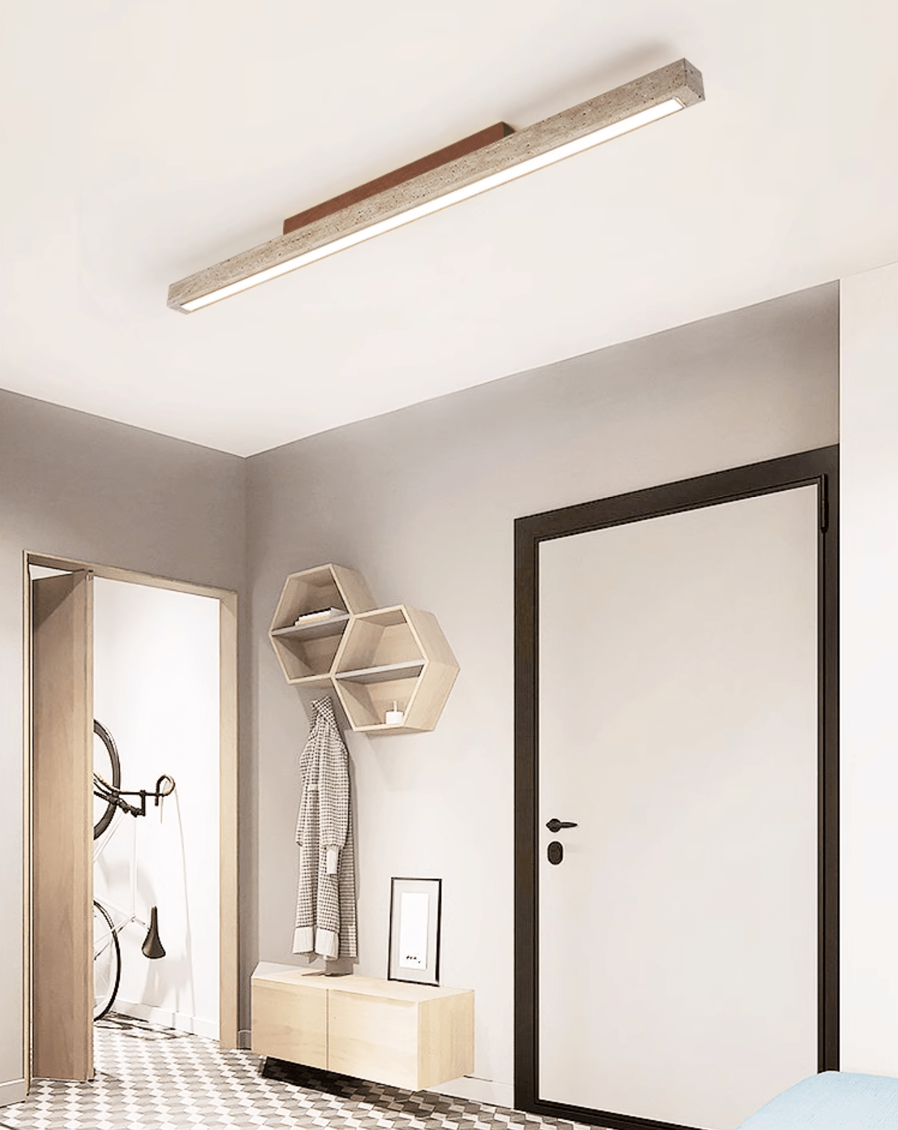 Orvenarae Minimalist Travertine Linear Ceiling Light - Neutralighting