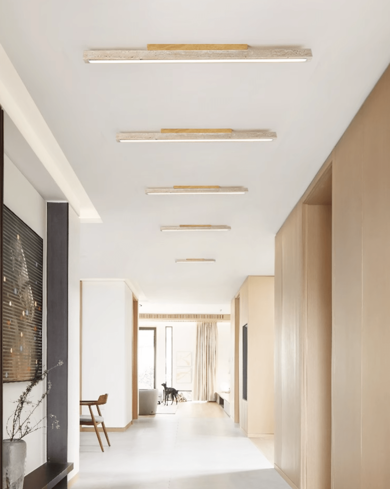 Orvenarae Minimalist Travertine Linear Ceiling Light - Neutralighting