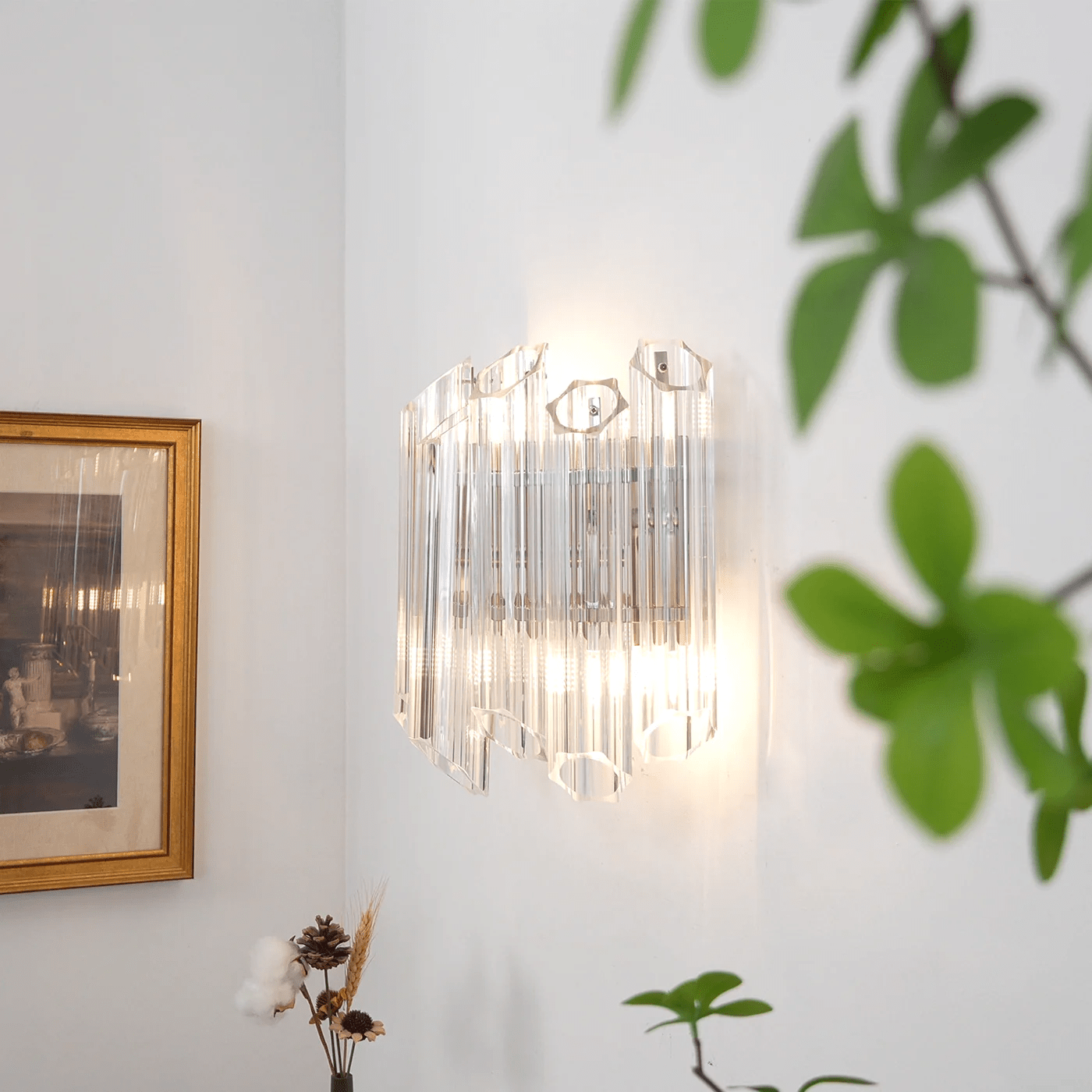 Aurora Wall Lamp Clear Murano Glass Tube Cascade