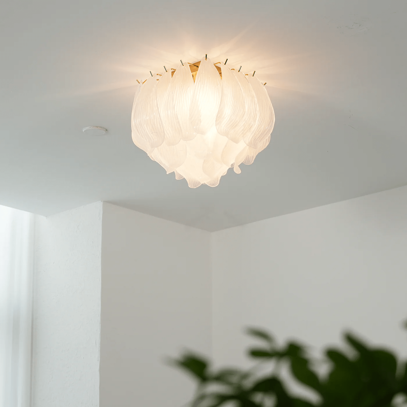Aurora Ceiling Lamp Murano Petal Hand-Blown Glass Flushmount