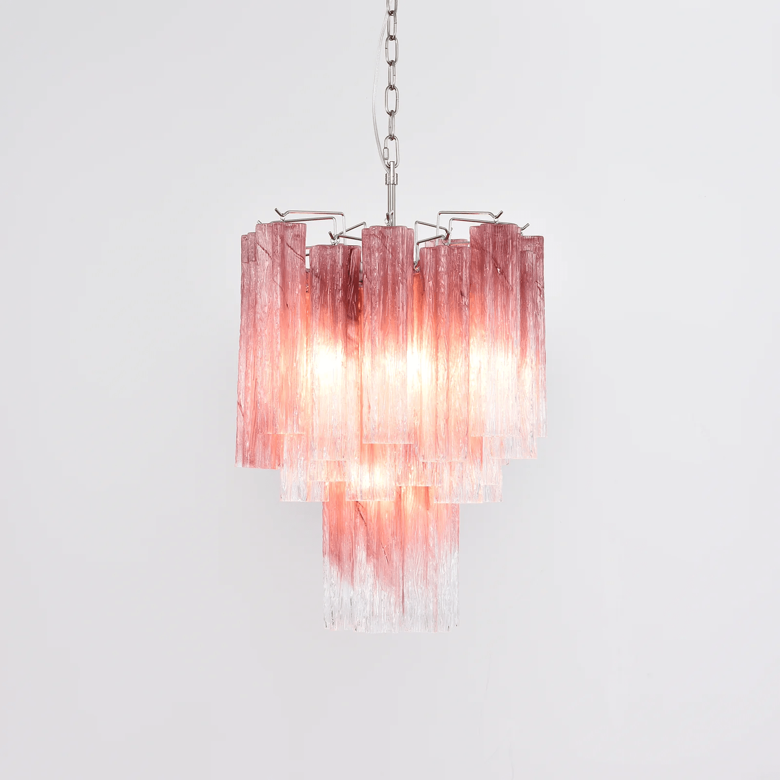 Aurora Chandelier Rose Gradient Murano Glass Tiered