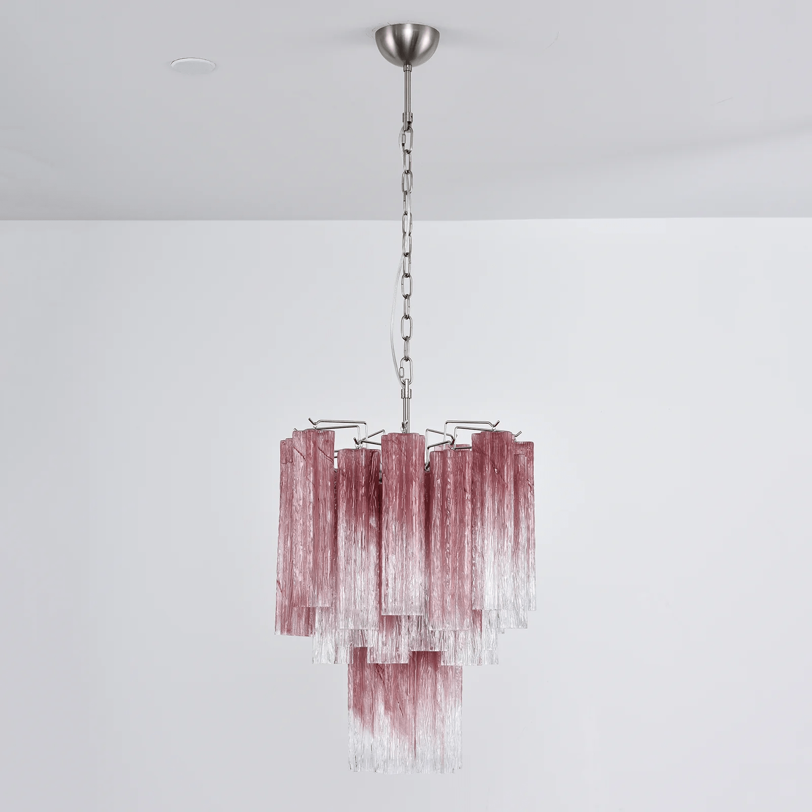 Aurora Chandelier Rose Gradient Murano Glass Tiered