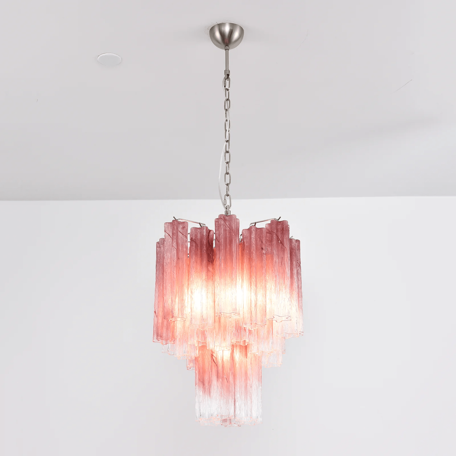 Aurora Chandelier Rose Gradient Murano Glass Tiered