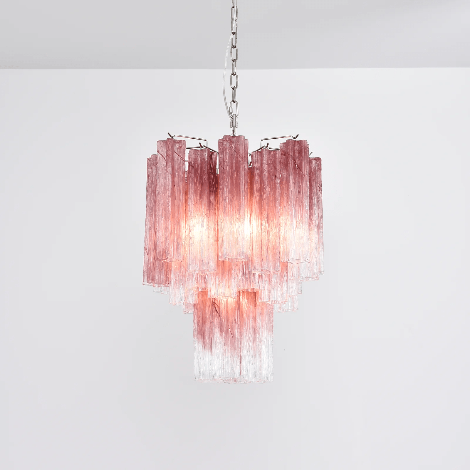 Aurora Chandelier Rose Gradient Murano Glass Tiered