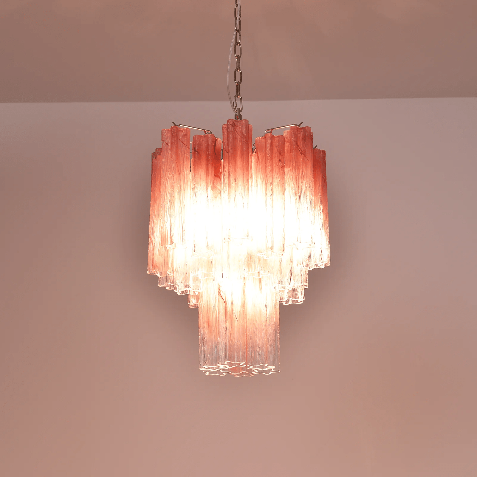 Aurora Chandelier Rose Gradient Murano Glass Tiered