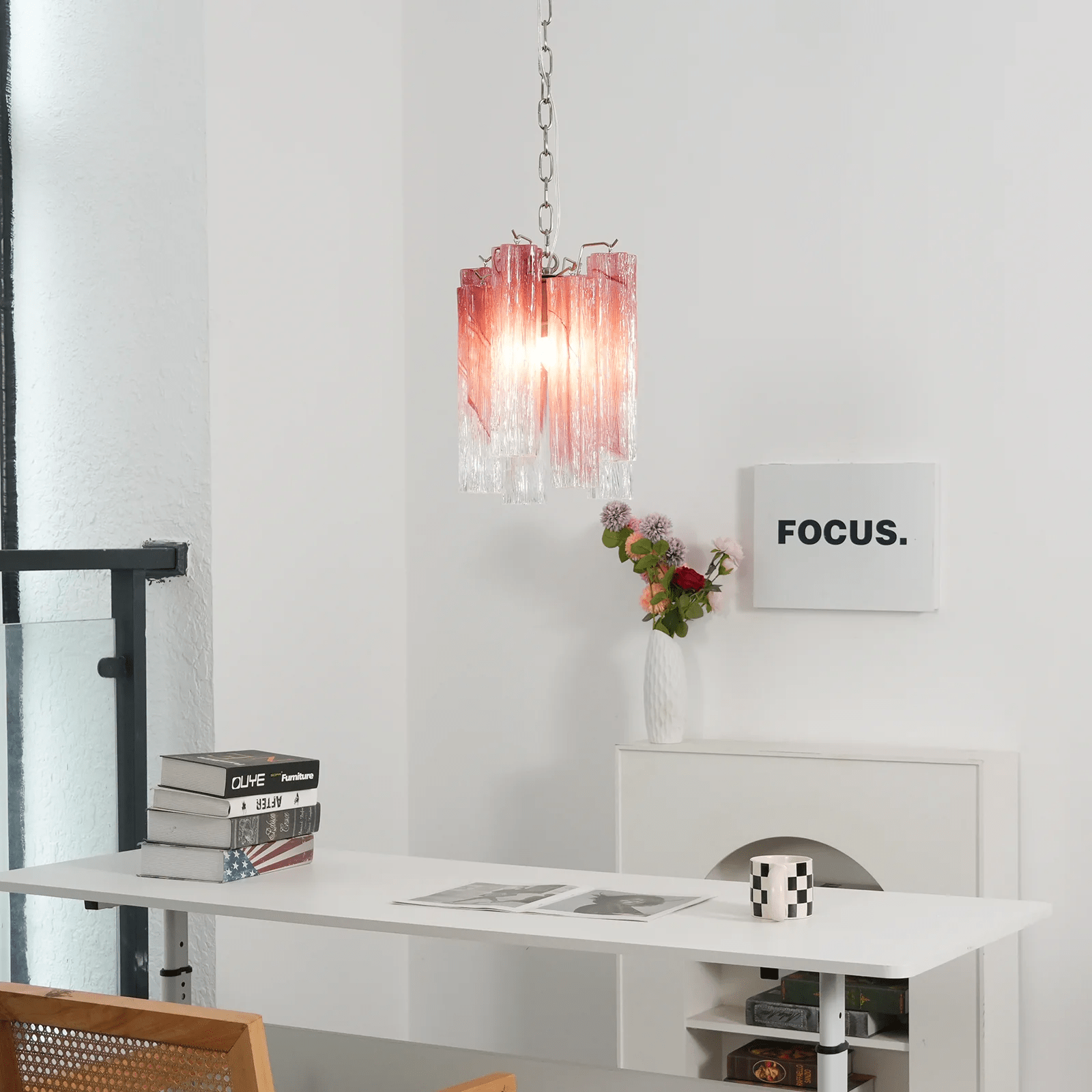 Aurora Chandelier Pink Gradient Murano Glass